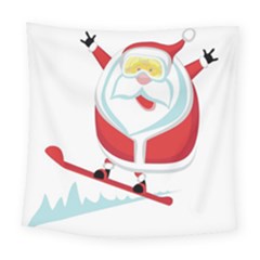 Christmas Santa Claus Playing Sky Snow Square Tapestry (large)