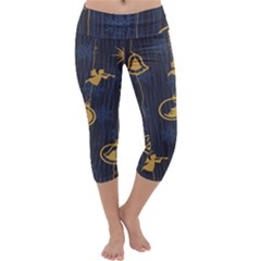 Christmas Angelsstar Yellow Blue Cool Capri Yoga Leggings by Alisyart