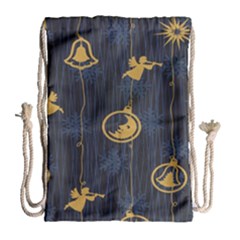 Christmas Angelsstar Yellow Blue Cool Drawstring Bag (large)