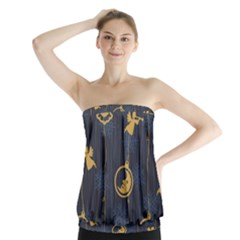 Christmas Angelsstar Yellow Blue Cool Strapless Top