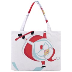 Christmas Santa Claus Snow Sky Playing Mini Tote Bag by Alisyart