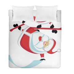 Christmas Santa Claus Snow Sky Playing Duvet Cover Double Side (full/ Double Size)