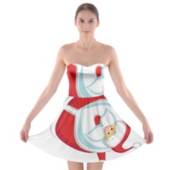 Christmas Santa Claus Snow Sky Playing Strapless Bra Top Dress by Alisyart