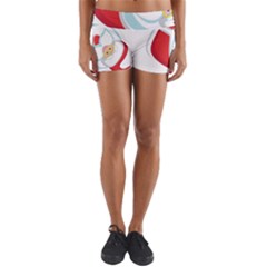 Christmas Santa Claus Snow Sky Playing Yoga Shorts