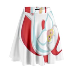 Christmas Santa Claus Snow Sky Playing High Waist Skirt