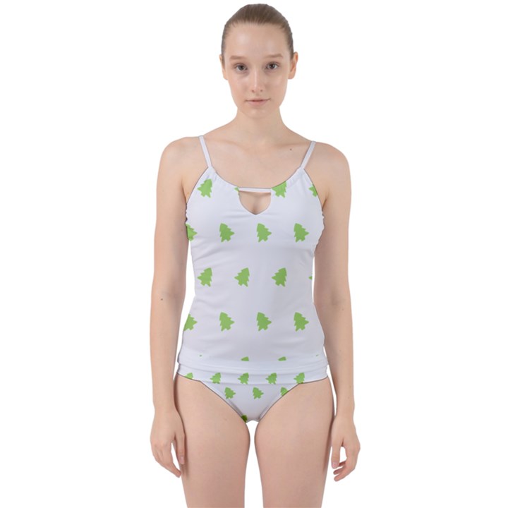 Christmas Tree Green Cut Out Top Tankini Set