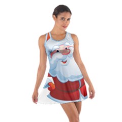 Christmas Santa Claus Snow Red White Cotton Racerback Dress by Alisyart