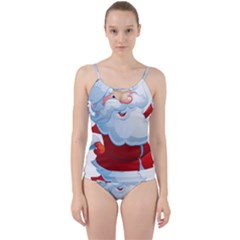 Christmas Santa Claus Snow Red White Cut Out Top Tankini Set by Alisyart