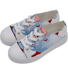 Christmas Santa Claus Snow Red White Kids  Low Top Canvas Sneakers