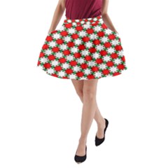 Christmas Star Red Green A-line Pocket Skirt by Alisyart