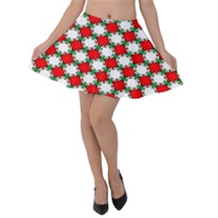Christmas Star Red Green Velvet Skater Skirt