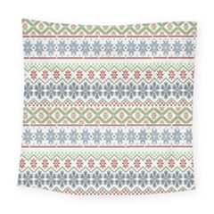 Christmas Star Flower Red Blue Square Tapestry (large)