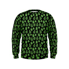 Christmas Pattern Gif Star Tree Happy Green Kids  Sweatshirt by Alisyart