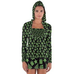 Christmas Pattern Gif Star Tree Happy Green Long Sleeve Hooded T-shirt