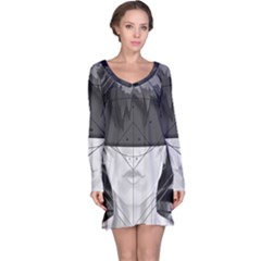 Beautiful Bnw Fractal Feathers For Major Motoko Long Sleeve Nightdress by jayaprime