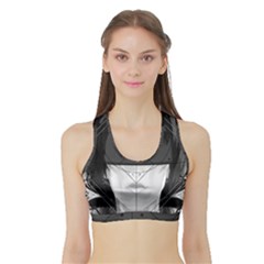 Beautiful Bnw Fractal Feathers For Major Motoko Sports Bra With Border by jayaprime