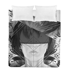 Beautiful Bnw Fractal Feathers For Major Motoko Duvet Cover Double Side (full/ Double Size) by jayaprime