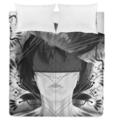 Beautiful Bnw Fractal Feathers For Major Motoko Duvet Cover Double Side (queen Size) by jayaprime