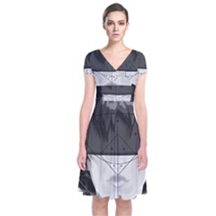 Beautiful Bnw Fractal Feathers For Major Motoko Short Sleeve Front Wrap Dress by jayaprime