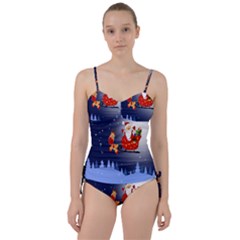 Deer Santa Claus Flying Trees Moon Night Merry Christmas Sweetheart Tankini Set by Alisyart