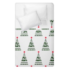 Christmas Tree Green Star Red Duvet Cover Double Side (single Size)