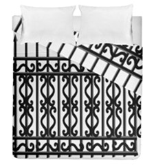 Inspirative Iron Gate Fence Grey Black Duvet Cover Double Side (queen Size)
