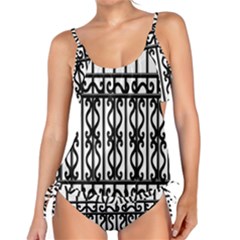 Inspirative Iron Gate Fence Grey Black Tankini Set