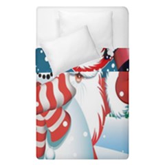 Hello Merry Christmas Santa Claus Snow Blue Sky Duvet Cover Double Side (Single Size)