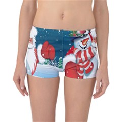 Hello Merry Christmas Santa Claus Snow Blue Sky Reversible Boyleg Bikini Bottoms by Alisyart