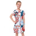 Hello Merry Christmas Santa Claus Snow Blue Sky Kids  Drop Waist Dress View1