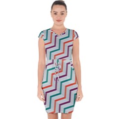 Line Color Rainbow Capsleeve Drawstring Dress  by Alisyart