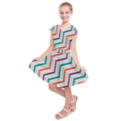 Line Color Rainbow Kids  Short Sleeve Dress