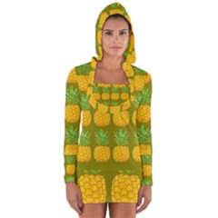 Fruite Pineapple Yellow Green Orange Long Sleeve Hooded T-shirt by Alisyart