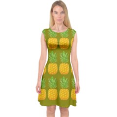 Fruite Pineapple Yellow Green Orange Capsleeve Midi Dress by Alisyart