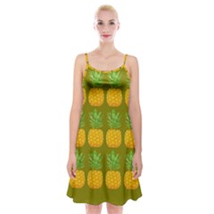 Fruite Pineapple Yellow Green Orange Spaghetti Strap Velvet Dress