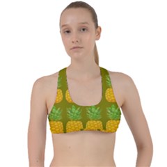 Fruite Pineapple Yellow Green Orange Criss Cross Racerback Sports Bra by Alisyart