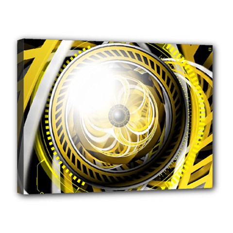 Incredible Eye Of A Yellow Construction Robot Canvas 16  X 12  by jayaprime