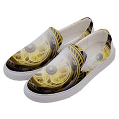 Incredible Eye Of A Yellow Construction Robot Men s Canvas Slip Ons by jayaprime