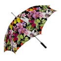 Beautiful,floral,hand painted, flowers,black,background,modern,trendy,girly,retro Straight Umbrellas View2