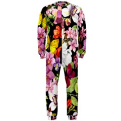 Beautiful,floral,hand Painted, Flowers,black,background,modern,trendy,girly,retro Onepiece Jumpsuit (men)  by NouveauDesign