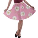 pink flowers A-line Skater Skirt View1