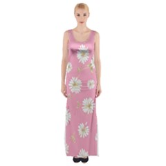 Pink Flowers Maxi Thigh Split Dress