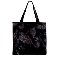 Black And White Leaves Photo Zipper Grocery Tote Bag by dflcprintsclothing
