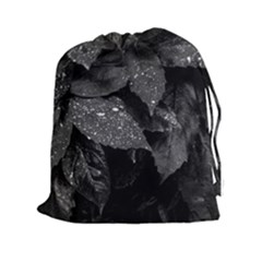 Black and White Leaves Photo Drawstring Pouches (XXL)