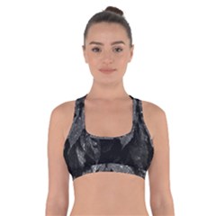 Black and White Leaves Photo Cross Back Sports Bra