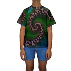 Benthic Saltlife Fractal Tribute For Reef Divers Kids  Short Sleeve Swimwear by jayaprime