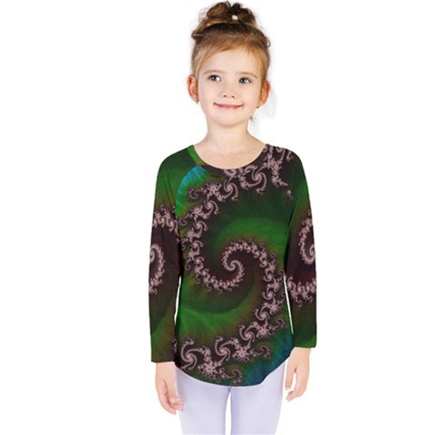 Benthic Saltlife Fractal Tribute For Reef Divers Kids  Long Sleeve Tee by jayaprime