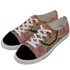 Sankta Lucia With Friends Light And Floral Santa Skulls Women s Low Top Canvas Sneakers by pepitasart