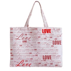 Love Heart Valentine Pink Red Romantic Zipper Mini Tote Bag