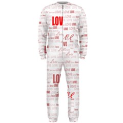 Love Heart Valentine Pink Red Romantic Onepiece Jumpsuit (men) 